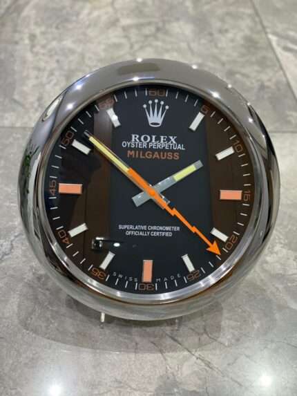 MILGAUSS Wall ClockSilver Crome stainless steel with black face