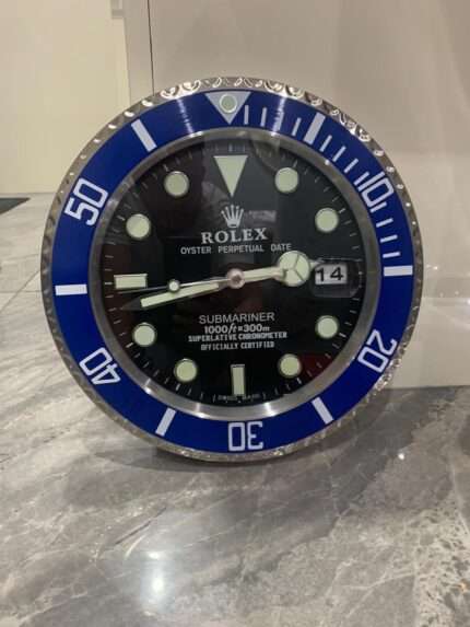 Luxurious wall clock SUBMARNER in blue bezel with black face