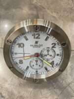 HOBLOT wall Clock  Luxurious stainless steel with silver bezel and white face