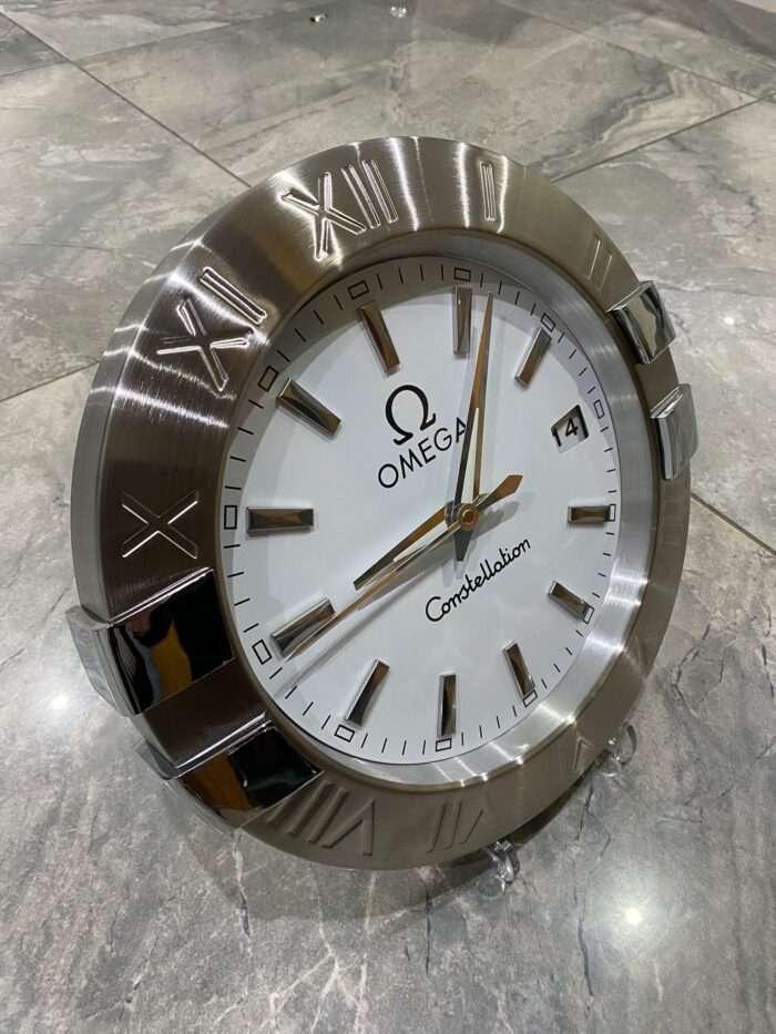 Luxurious wall clock | Dweller Wall Clock | stainless steel with silver bezel and white face