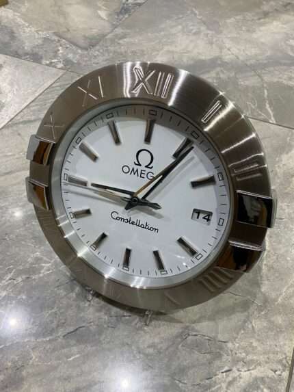 Luxurious wall clock | Dweller Wall Clock | stainless steel with silver bezel and white face