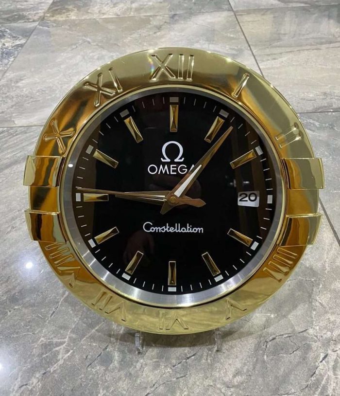 Luxurious wall clock | Omega gold bezel with Black face wall clock