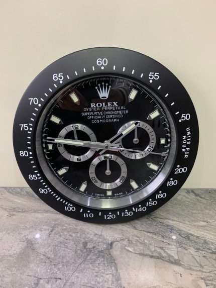 DAYTONA Wall Clock stainless steel with black bezel and black face