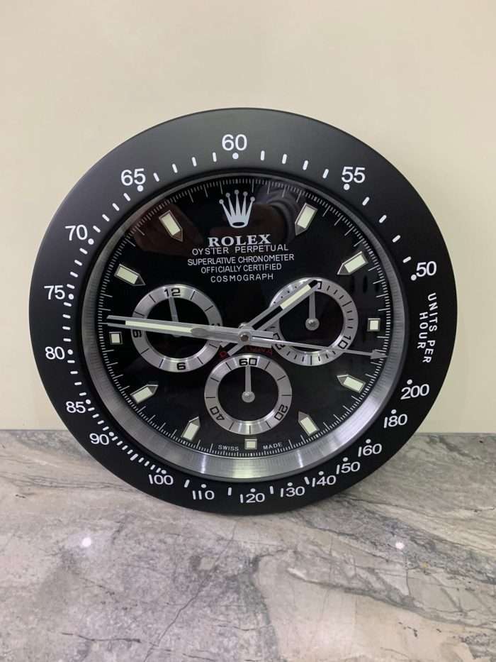 DAYTONA Wall Clock stainless steel with black bezel and black face