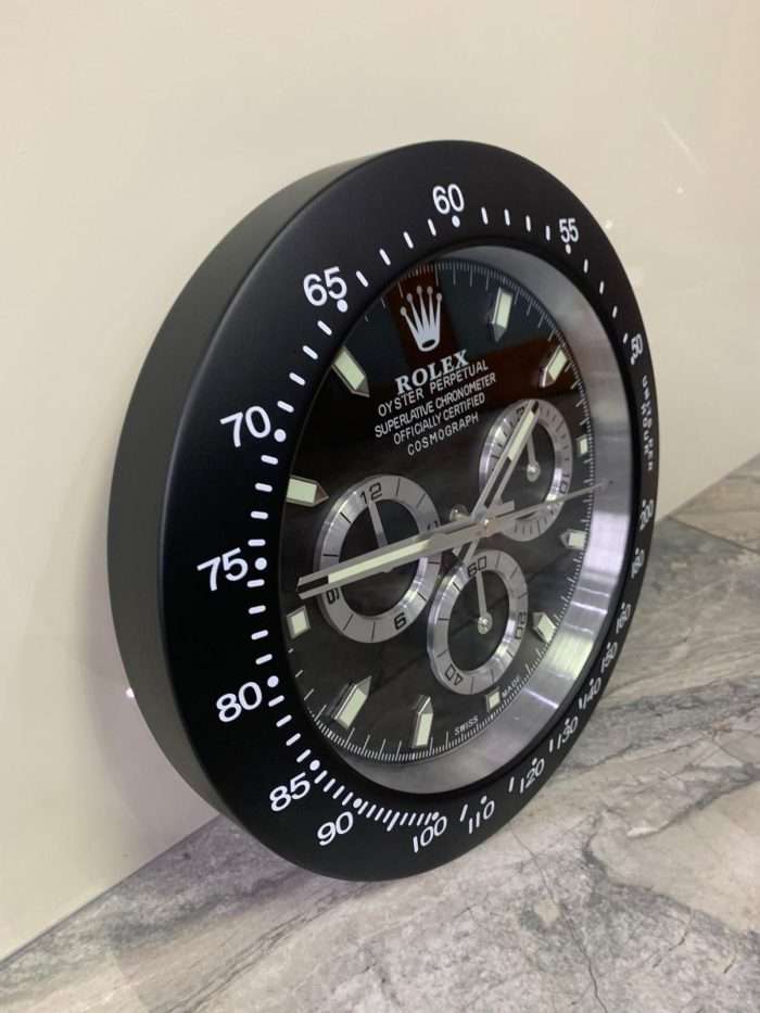 DAYTONA Wall Clock stainless steel with black bezel and black face