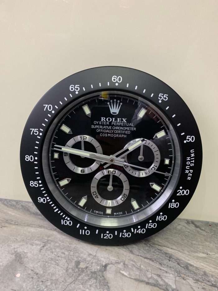 DAYTONA Wall Clock stainless steel with black bezel and black face