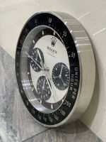 Luxurious wall clock DAYTONA in Black bezel with white face