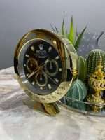 Luxurious stainless steel Rolex Limited Edition table - Desk and wall clock DAYTONA in yellow gold bezel with black face