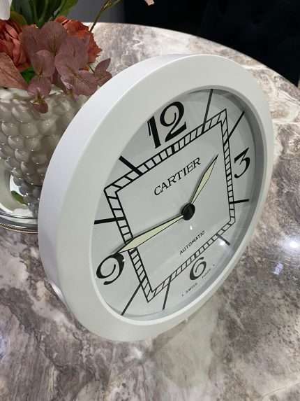 High-quality Cartier wall clock in White bezels and white face.