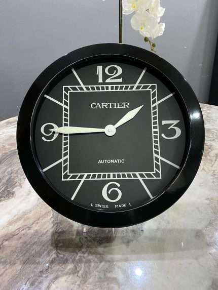 High-quality Cartier wall clock in Black bezels and Black face.