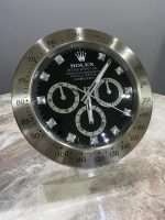 DAYTONA Wall Clock | Satin silver bezel and black face (DIAMOND DIAL)