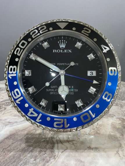 GM MASTER II Wall Clock | Black - Blue bezel and black face (DIAMOND DIAL)