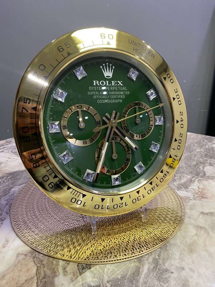 DAYTONA Wall Clock | Yellow gold bezel and Green face (DIAMOND DIAL)