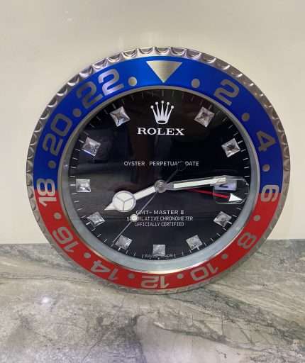 Luxurious wall clock SUBMARNER in blue bezel with black face Diamond Dials