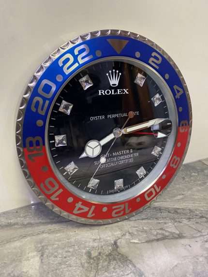 Luxurious wall clock SUBMARNER in blue bezel with black face Diamond Dials