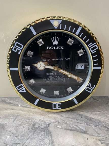 Luxurious wall clock SUBMARNER in black bezel with black face