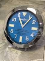 BREITLING wall clock based on silver bezel and blue face