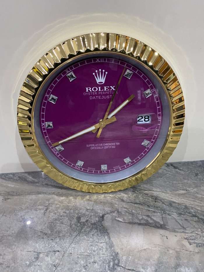 Luxurious stainless steel with yellow gold bezel – purple face with diamonds studs dial