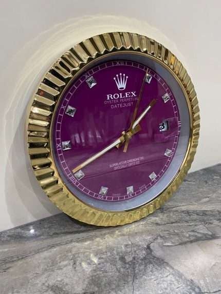 Luxurious stainless steel with yellow gold bezel – purple face with diamonds studs dial