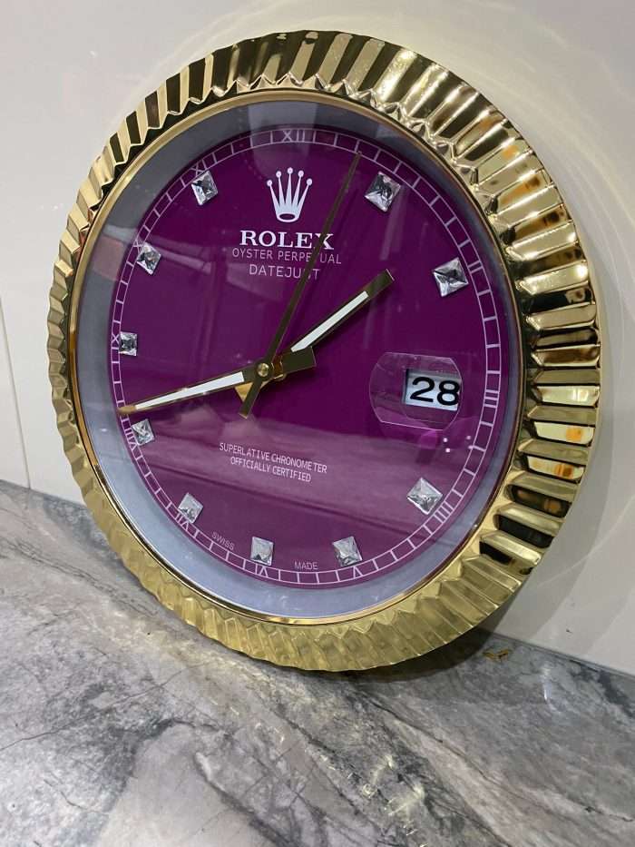 Luxurious stainless steel with yellow gold bezel – purple face with diamonds studs dial